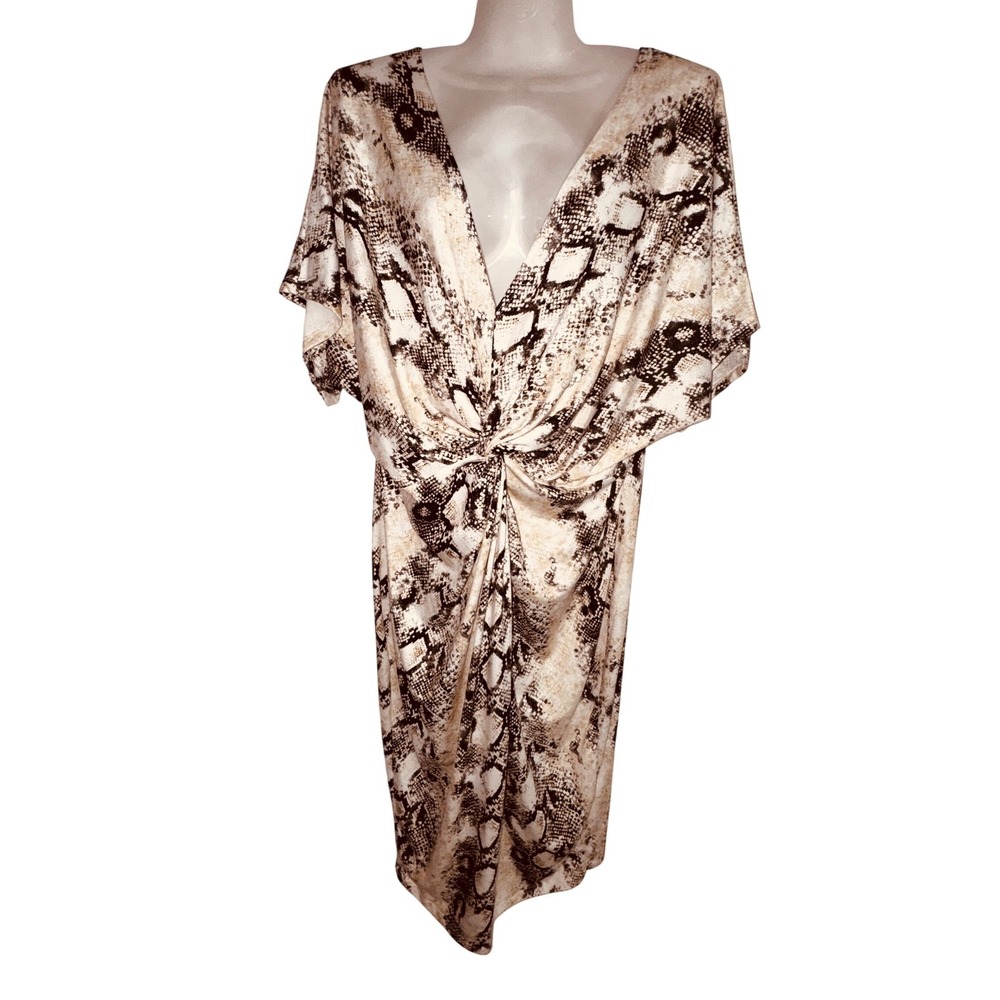 Fashion Nova Not Hiss Girl Snake Print Midi Dress Brown 1X New‎ With Tags